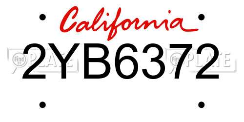 2YB6372 California License Plate