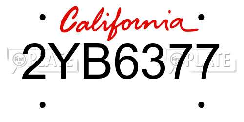 2YB6377 California License Plate