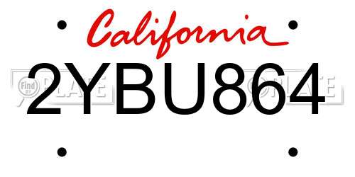 2YBU864 California License Plate