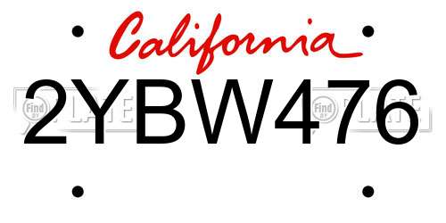 2YBW476 California License Plate