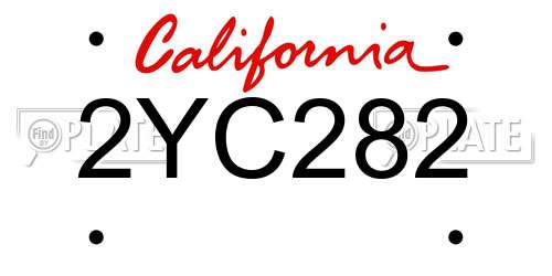 2YC282 California License Plate