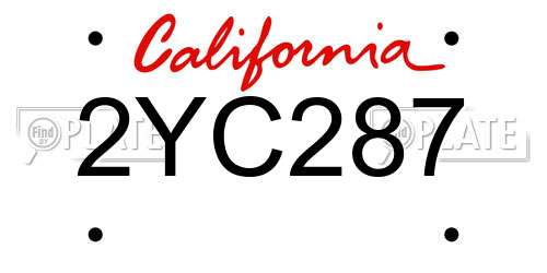 2YC287 California License Plate
