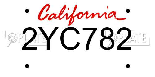 2YC782 California License Plate