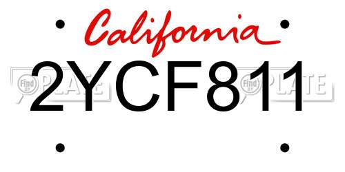 2YCF811 California License Plate