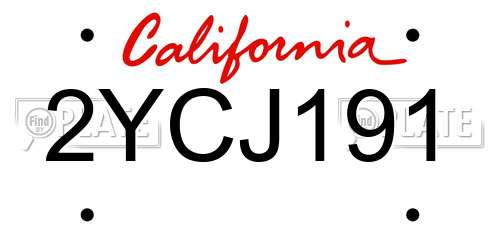 2YCJ191 California License Plate