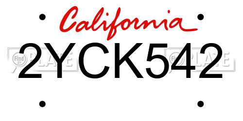 2YCK542 California License Plate