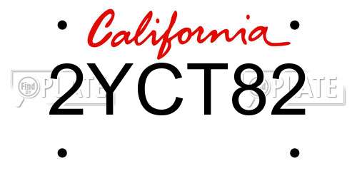 2YCT82 California License Plate