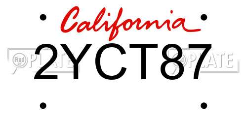 2YCT87 California License Plate