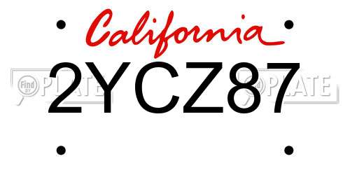2YCZ87 California License Plate