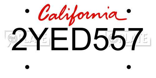2YED557 California License Plate