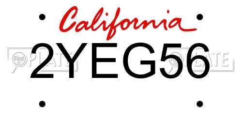 2YEG56 California License Plate