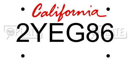 2YEG86 California License Plate