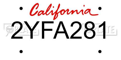 2YFA281 California License Plate