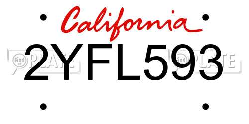 2YFL593 California License Plate