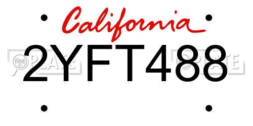 2YFT488 California License Plate