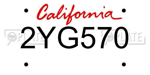 2YG570 California License Plate