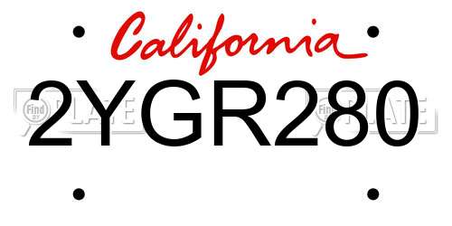 2YGR280 California License Plate