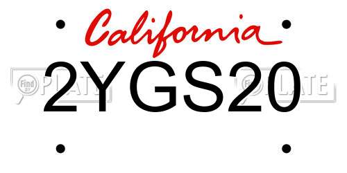 2YGS20 California License Plate