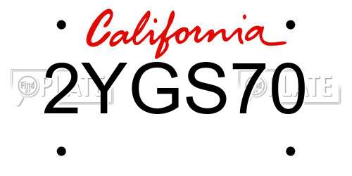 2YGS70 California License Plate