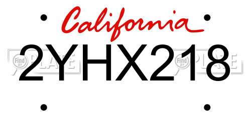 2YHX218 California License Plate