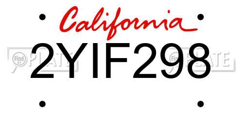 2YIF298 California License Plate