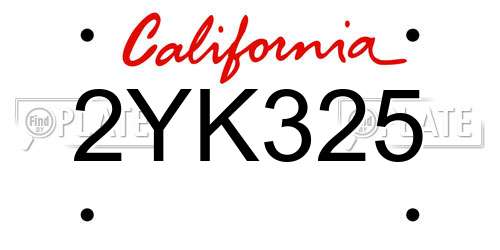 2YK325 California License Plate