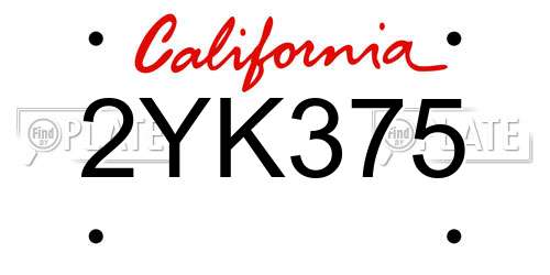 2YK375 California License Plate