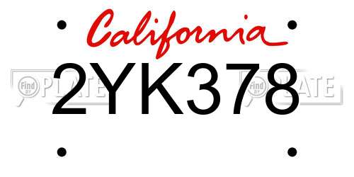 2YK378 California License Plate