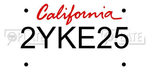 2YKE25 California License Plate
