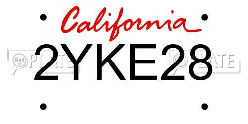 2YKE28 California License Plate