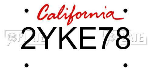 2YKE78 California License Plate