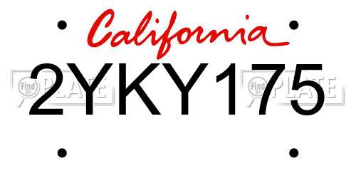 2YKY175 California License Plate