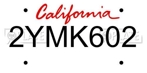 2YMK602 California License Plate