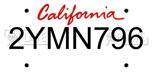 2YMN796 California License Plate