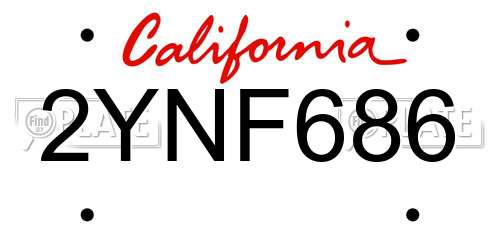 2YNF686 California License Plate