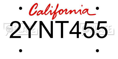2YNT455 California License Plate