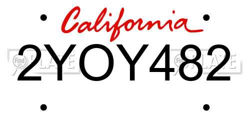 2YOY482 California License Plate