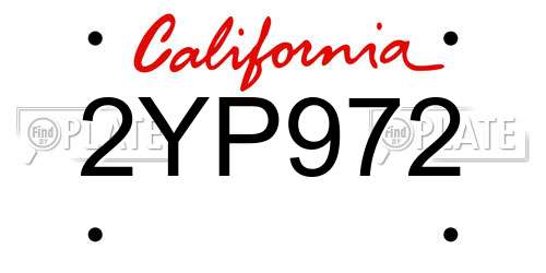 2YP972 California License Plate