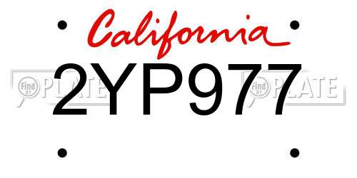 2YP977 California License Plate
