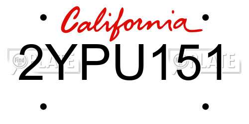 2YPU151 California License Plate