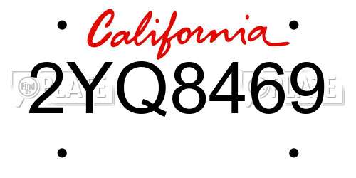 2YQ8469 California License Plate