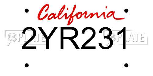 2YR231 California License Plate