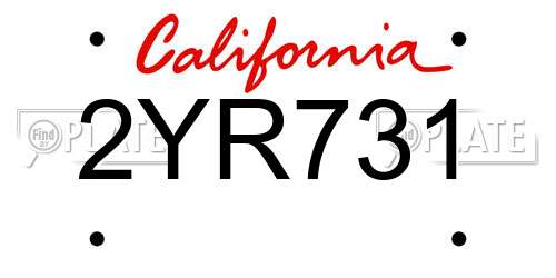 2YR731 California License Plate