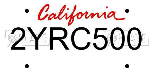 2YRC500 California License Plate