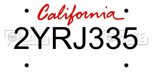 2YRJ335 California License Plate