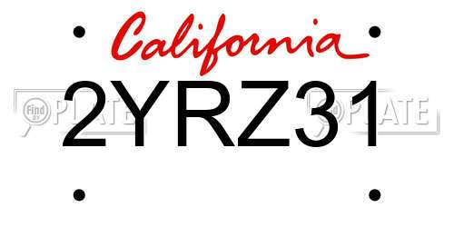 2YRZ31 California License Plate