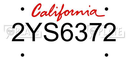 2YS6372 California License Plate