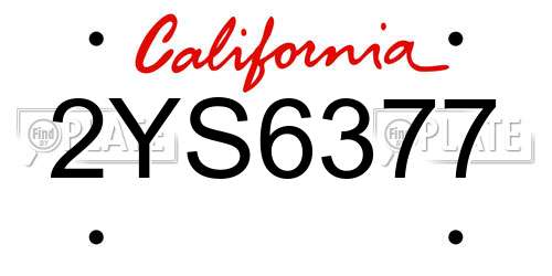 2YS6377 California License Plate