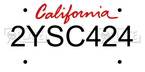 2YSC424 California License Plate