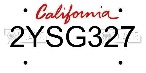 2YSG327 California License Plate